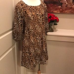 Coin sheer Dress, leopard print, size Medium